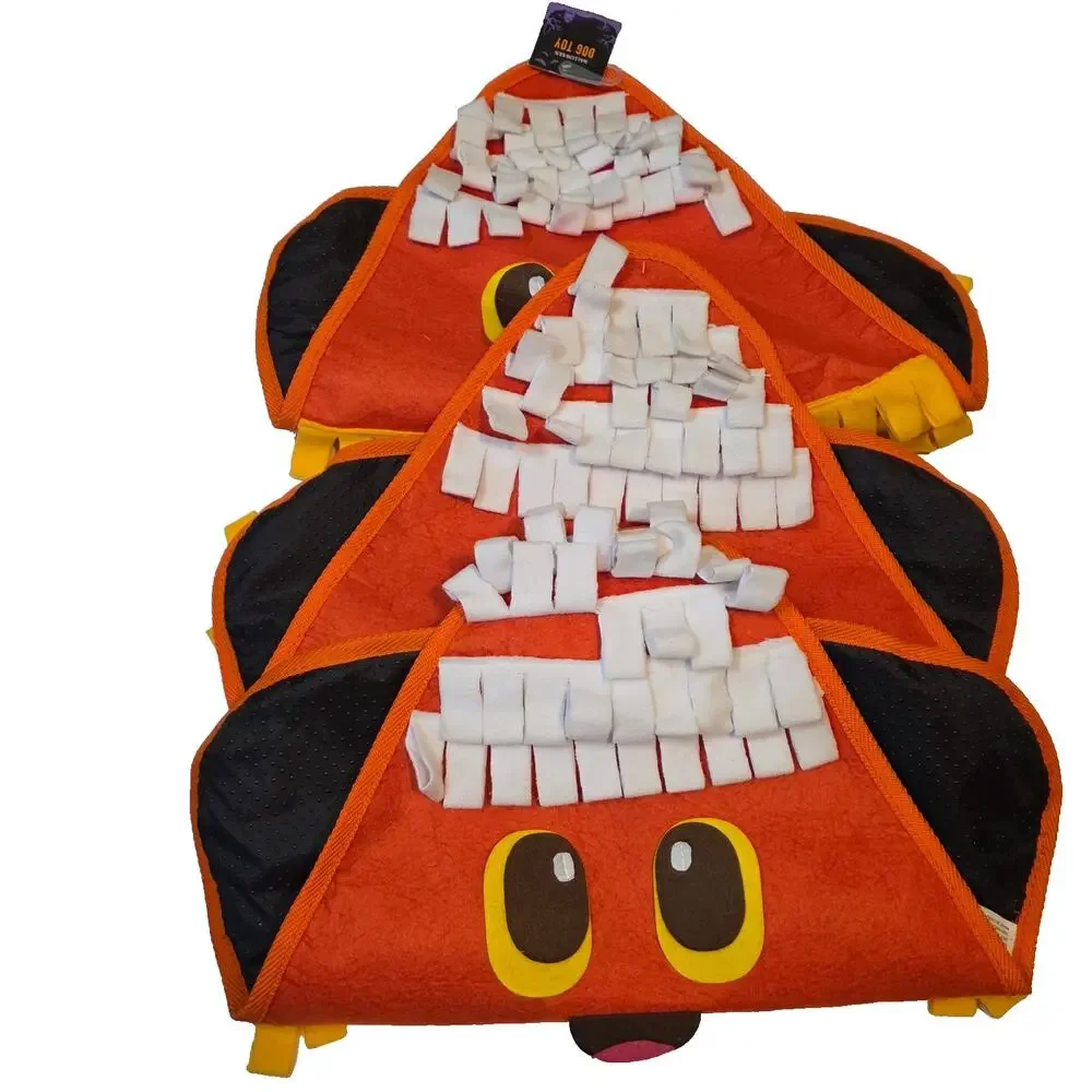 Lot of 3 Halloween Dog Toys Large Crinkle Mat/Blanket Orange Monster Face Meijer
